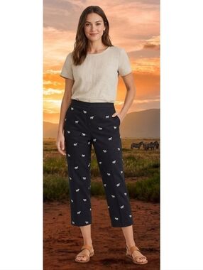 Coldwater Creek Embroidered Zebra Crop Pants Black Size 12P